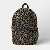 Luxe Glitter Bruin Zwart Goud Luipaard Patroon Bedrukte Rugzak (Voorkant)