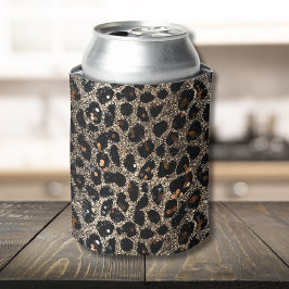 Luxe Glitter Bruin Zwart Goud Luipaard Patroon Blikjeskoeler