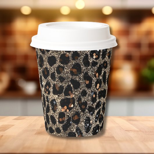 Luxe Glitter Bruin Zwart Goud Luipaard Patroon Papieren Bekers