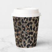 Luxe Glitter Bruin Zwart Goud Luipaard Patroon Papieren Bekers (Achterkant)