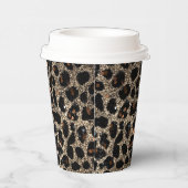 Luxe Glitter Bruin Zwart Goud Luipaard Patroon Papieren Bekers (Rechts)