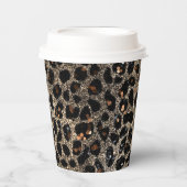 Luxe Glitter Bruin Zwart Goud Luipaard Patroon Papieren Bekers (Voorkant)