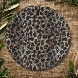 Luxe Glitter Bruin Zwart Goud Luipaard Patroon Papieren Bordje
