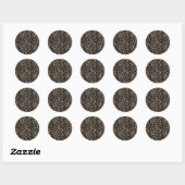 Luxe Glitter Bruin Zwart Goud Luipaard Patroon Ronde Sticker (Vel)