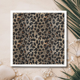 Luxe Glitter Bruin Zwart Goud Luipaard Patroon Servet