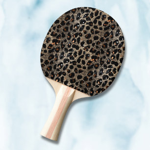 Luxe Glitter Bruin Zwart Goud Luipaard Patroon Tafeltennisbatje