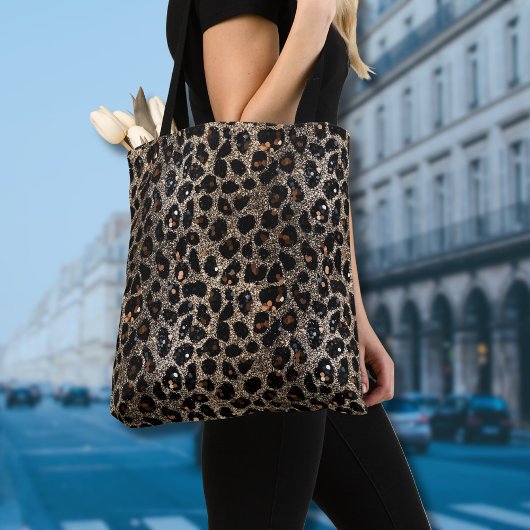 Luxe Glitter Bruin Zwart Goud Luipaardprint Tote Bag