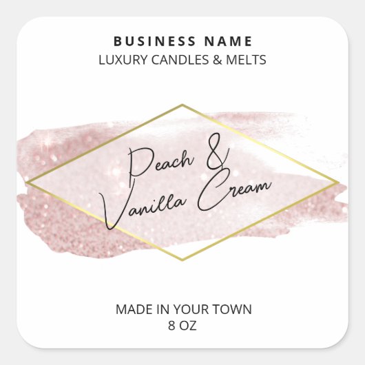 Luxe Glitter Candle Product Labels (Voorkant)