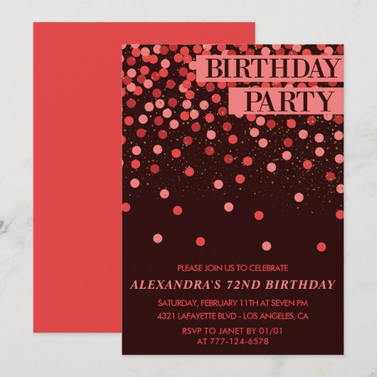Luxe Glitter Confetti 72e verjaardag Kaart (Voorkant / Achterkant)