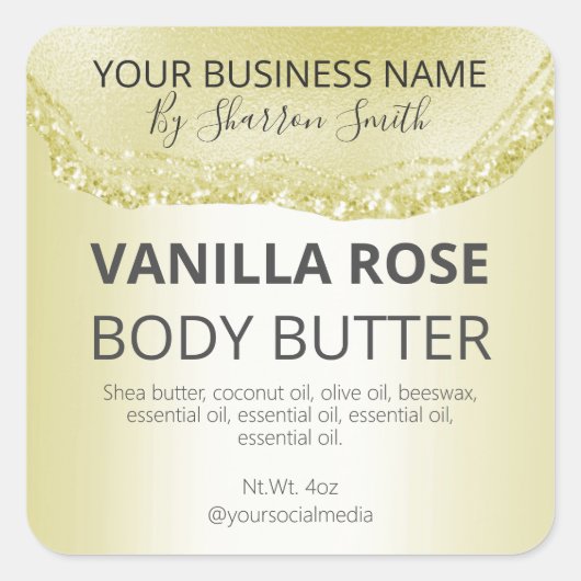Luxe Glitter Gold Agaat Product Jar Labels (Voorkant)