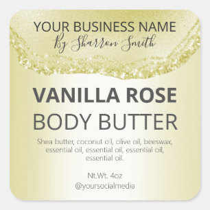 Luxe Glitter Gold Agaat Product Jar Labels