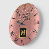Luxe Glitter Gold Pink Stars gemonogd Grote Klok (Hoek)