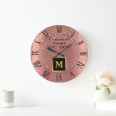 Luxe Glitter Gold Pink Stars gemonogd Grote Klok (Huis)