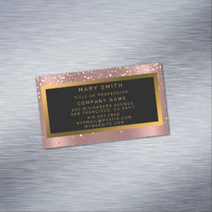 Luxe Glitter Gold Pink Stars Magnetisch Visitekaartje