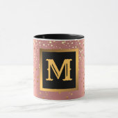 Luxe Glitter Gold Pink Stars Monogramed Mok (Midden)