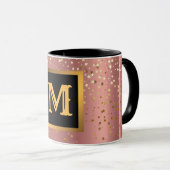Luxe Glitter Gold Pink Stars Monogramed Mok (Voorkant rechts)