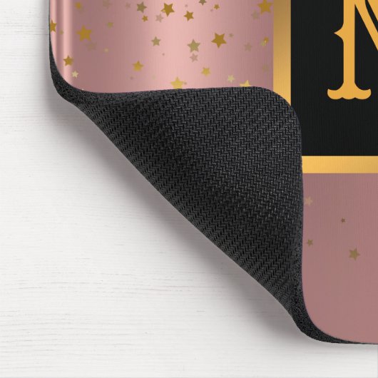 Luxe Glitter Gold Pink Stars Monogramed Muismat (Hoek)