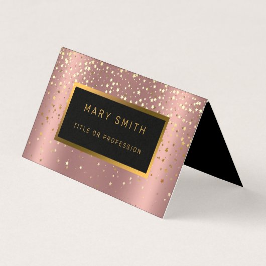 Luxe Glitter Gold Pink Stars Visitekaartje (Voorkant)