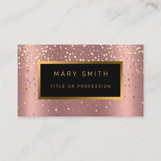 Luxe Glitter Gold Pink Stars Visitekaartje (Voorkant)