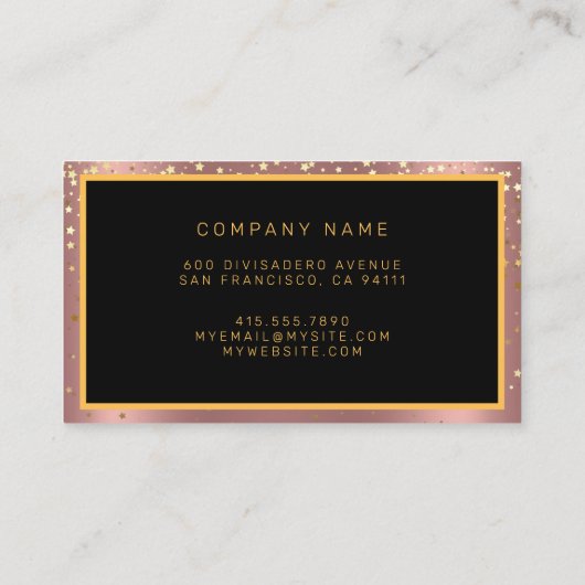 Luxe Glitter Gold Pink Stars Visitekaartje (Achterkant)