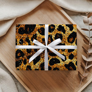 Luxe Glitter Goud Bruin Roest Luipaard Patroon Cadeaupapier
