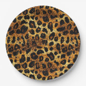 Luxe Glitter Goud Bruin Roest Luipaard Patroon Papieren Bordje (Voorkant)