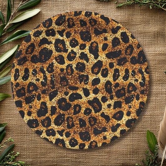 Luxe Glitter Goud Bruin Roest Luipaard Patroon Papieren Bordje