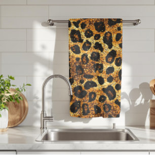 Luxe Glitter Goud Bruin Roest Luipaard Patroon Theedoek