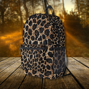 Luxe Glitter Goud Bruin Zwart Luipaard Patroon Bedrukte Rugzak