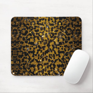 Luxe Glitter Goud Bruin Zwart Luipaard Patroon Muismat