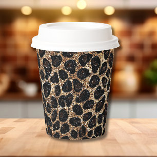 Luxe Glitter Goud Bruin Zwart Luipaard Patroon Papieren Bekers