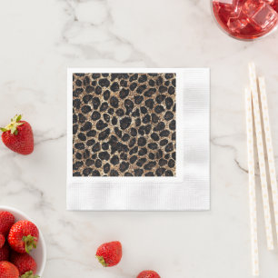 Luxe Glitter Goud Bruin Zwart Luipaard Patroon Servet