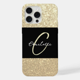 Luxe Glitter Goud Glans Naam iPhone 15 Pro Max Case