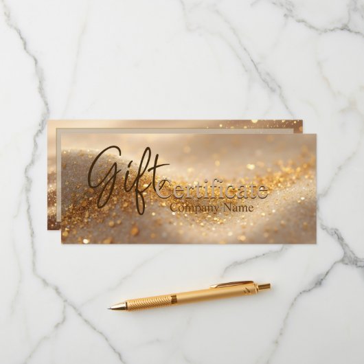 Luxe Glitter Gouden Abstracte Cadeaubon Advieskaart (Voorkant / Achterkant in situ)