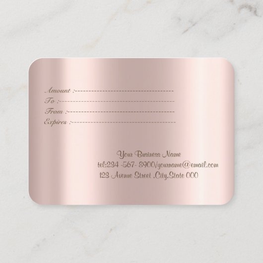 Luxe Glitter Lotus, Confetti, Roos Gold Kortingskaartje (Achterkant)