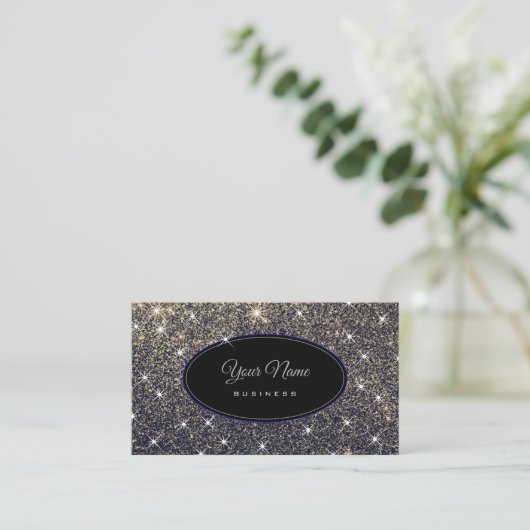 Luxe glitter Luminous Stars Elegant Visitekaartje (Staand voorkant)
