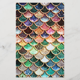 Luxe Glitter Mermaid Scales - Multicolor Briefpapier