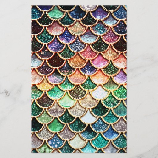 Luxe Glitter Mermaid Scales - Multicolor Briefpapier (Voorkant)