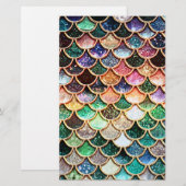 Luxe Glitter Mermaid Scales - Multicolor Briefpapier (Voorkant / Achterkant)