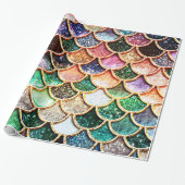 Luxe Glitter Mermaid Scales - Multicolor Cadeaupapier (Uitgerold)