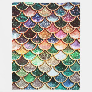 Luxe Glitter Mermaid Scales - Multicolor Fleece Deken