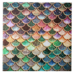 Luxe Glitter Mermaid Scales - Multicolor Tegeltje