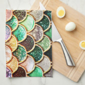 Luxe Glitter Mermaid Scales - Multicolor Theedoek (Quarter Fold)