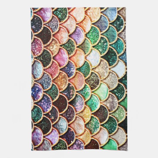 Luxe Glitter Mermaid Scales - Multicolor Theedoek (Verticaal)