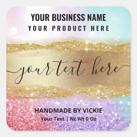 Luxe Glitter Pink Blue Paars Product Labels (Voorkant)