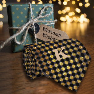 Luxe Glitter Polka Dots Personaliseren Naam Zwart Stropdas