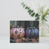 Luxe Glitter Pompoenen Halloween Wenskaart Briefkaart (Staand voorkant)