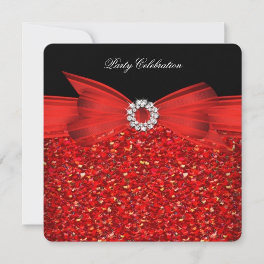 Luxe glitter Red Bow Black alle keren Kaart (Voorkant)