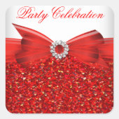 Luxe Glitter Red Bow Sticker (Voorkant)