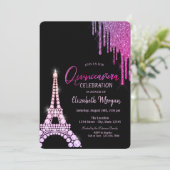 Luxe Glitter-rillingen Eiffeltoren Quinceañera Kaart (Staand voorkant)